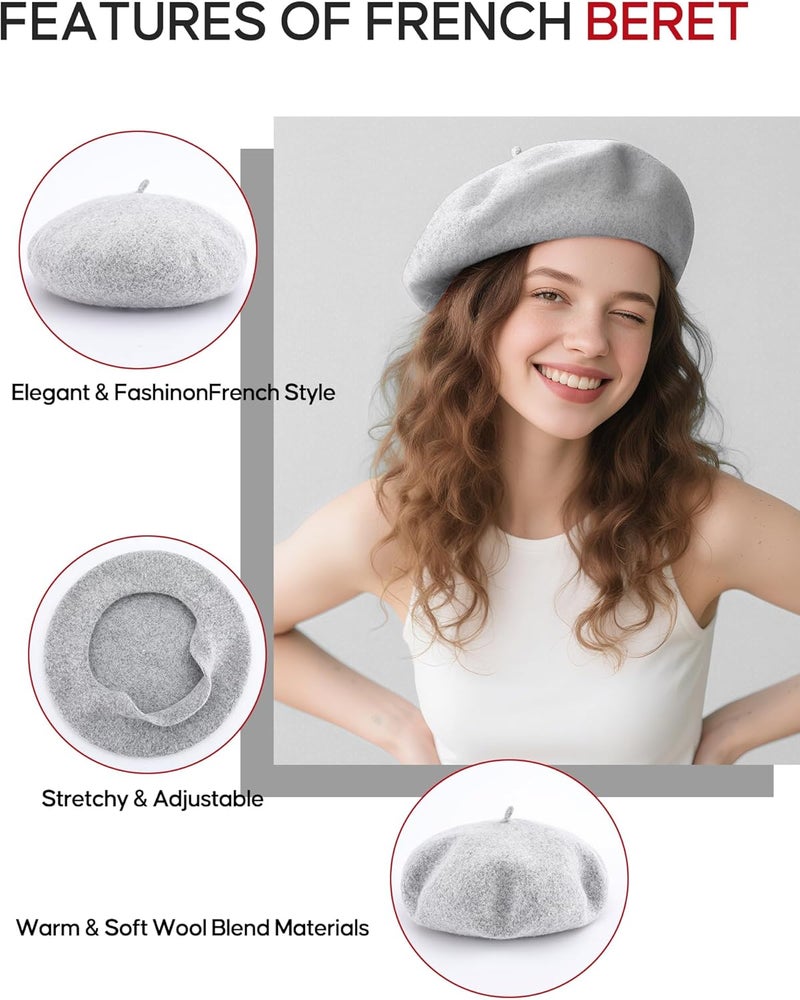CKYPTFK Beret Hats for Women Holiday Wool French Style-Black/Red Church Hat-Clueless Outfit & Men's Beret - Image 3